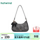 熱風(fēng)單肩包女夏季新款經(jīng)典布紋擦色腋下包小狗掛件單肩斜挎包女 72黑灰 F