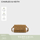 CHARLES&KEITH仿麂皮編織單肩斜挎小方包生日禮物送女友CK2-80151564-1 Sahara Sand沙色 S