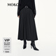 MO&Co.半身裙摩安珂春秋A字裙壓褶側拉鏈迪木爾風(fēng)高腰 深花灰色 L