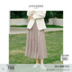 玖姿·安娜蔻優(yōu)雅通勤風(fēng)松緊腰壓褶網(wǎng)紗A型半身長(cháng)裙女2026春季新款 杏色 L