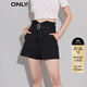 ONLY設計感腰帶高腰百搭A字短褲牛仔褲女|123243007 J19 黑牛仔BLACK DENIM XS (155) 60A