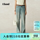 ELAND衣戀牛仔褲女復古后側口袋設計簡(jiǎn)約闊腿直筒褲2025夏季新款 淺牛仔色(56)L/Indigo 30