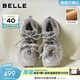 百麗（Belle）周雨彤同款藍鯨高幫老爹鞋女26夏新款商場(chǎng)厚底休閑鞋E8X1DAM6預售 紫色低幫-絨里【周雨彤同款】 36