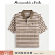 Abercrombie & Fitch【條紋POLO】小麋鹿圖案男裝25夏季美式POLO短袖T恤 棕色條紋 L (180/108A)