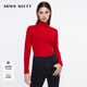 MISS SIXTY毛針織衫女高領(lǐng)套頭簡(jiǎn)約字母修身打底衫 大紅 XS