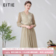 愛(ài)特愛(ài)（EITIE）法式優(yōu)雅氣質(zhì)收腰顯瘦百褶網(wǎng)紗亮絲連衣裙夏新款女裙A2407337 香檳白13 M 160