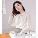 香影（xiangying）雪紡襯衫女長(cháng)袖2026春季新款米白法式上衣通勤蝴蝶結飄帶襯衣 米色 XL