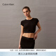 Calvin Klein內衣【摩登引力帶】夏女士ck可外穿羅紋短款正肩短袖 UB1-太空黑 S