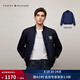 Tommy Hilfiger【雙面穿】秋冬男女休閑美式學(xué)院滿(mǎn)印棒球領(lǐng)飛行員夾克外套 藏青色/深藍色DW5 M （推薦：135-150斤）
