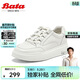 拔佳Bata小白鞋女商場(chǎng)同款牛皮厚底透氣休閑運動(dòng)板鞋UFI08CM4 白色 37
