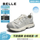 百麗（Belle）戶(hù)外風(fēng)老爹鞋女商場(chǎng)同款厚底增高抽繩休閑鞋E2C1DCM5預售 米色/灰 37 (235mm)