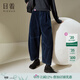 日著(zhù)原創(chuàng  )設計牛仔燈芯絨寬松休閑褲2024冬季新款復古水洗九分褲女 靜夜藍 XL