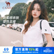 駱駝（CAMEL）夏日T恤慵懶風(fēng)女微寬松大V領(lǐng)純棉上衣 C25BAVL6034 奶白 M