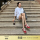 莎莎蘇[明星同款]春夏新款馬卡龍厚底增高輕便安可拉紅色運動(dòng)德訓鞋女 安可拉紅 37