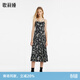 歌莉婭連衣裙女春季新款設計感黑白印花吊帶裙氣質(zhì)長(cháng)裙1C2R4K640 83D黑底印花 M
