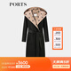 PORTS寶姿女裝秋季新款LOGO提花連帽羊毛大衣ALT9C009UZW022 黑色印花 M （6）