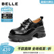 百麗（Belle）串珠民族風(fēng)牛津鞋女2026春季新款厚底增高休閑單鞋B3056AA6 黑色 36