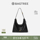 BAGTREE【明星同款】包包樹(shù)圖南頭層植鞣牛皮hobo女包單肩腋下通勤斜挎包 檀黑色-大號 贈斜挎延長(cháng)肩帶 高級小眾