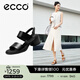 愛(ài)步（ECCO）女士涼鞋 夏季一字帶粗跟涼鞋時(shí)尚舒適 雕塑222763 黑色22276301001 （牛皮革） 36 (225mm)