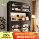 帥仕（shuaishi）廚房置物架櫥柜餐邊柜微波爐收納柜落地置物柜儲物柜碗筷柜收納柜 【防爆玻璃-雙開(kāi)門(mén)】黑100長(cháng)