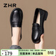 ZHR單鞋女春秋經(jīng)典粗跟樂(lè )福鞋女學(xué)院風(fēng)百搭鞋子女黑色皮鞋KM25黑色38