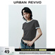 UR秋季新款女裝休閑撞色領(lǐng)荷葉邊短袖T恤UYY450262+ 深灰 M