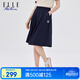 ELLE ACTIVE裙子女學(xué)院風(fēng)半身裙時(shí)尚休閑運動(dòng)百褶裙女遮肉顯瘦半過(guò)膝A字裙女 藏青色 S