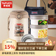 泰福高（TAFUCO）保溫飯盒超長(cháng)保溫一鍵開(kāi)啟多層可分離折疊餐具帶包多功能便攜飯盒 T0391  杏色  三層  2.5L