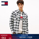 TOMMY JEANS秋冬男裝純棉微抓絨法蘭絨通勤復古漸變格紋長(cháng)袖襯衫外套