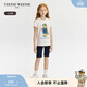 Teenie Weenie  Kids小熊童裝春夏款女童全棉清爽簡(jiǎn)約百搭短T恤 米白色 130 cm