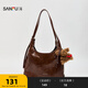 三福（SANFU）挎包冬季琥珀流金松弛感托特包大容量休閑時(shí)尚女包512744 棕色 大