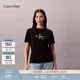 Calvin KleinJeans夏季女士ck字母印花純棉針織圓領(lǐng)短袖T恤 UB1-太空黑 M