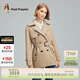 暇步士（Hush Puppies）女裝春秋季簡(jiǎn)約大氣收腰連帽風(fēng)衣外套 130卡其 L