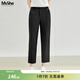 MsShe【巨顯瘦直筒長(cháng)褲/九分】大碼女裝2026款春夏裝胖mm休閑褲女士 九分-黑色現貨 2XL