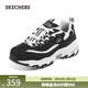 斯凱奇（Skechers）女鞋春季奶茶熊運動(dòng)厚底時(shí)尚復古老爹鞋149906 黑色/白色/BKW 38