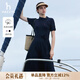 哈吉斯（HAZZYS）女裝 夏款斜領(lǐng)氣質(zhì)時(shí)尚女針織連衣裙AQWSE03BF02 藏青色NV XL (170/92A 42)