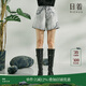 日著(zhù)原創(chuàng  )設計女裝2024夏季新款斑駁感寬松做舊刺繡純棉牛仔短褲子 影灰 M