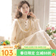 眠島新款睡裙女春秋季純棉雙層紗布縐紗清新少女風(fēng)長(cháng)袖裙子 香草白 S （155-162cm 105斤以?xún)龋? title=