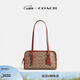 蔻馳（COACH）女士經(jīng)典標志帆布SWING拉鏈包腋下包單肩包女包 B4/棕黃色 銹紅色