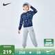 NIKE3BRAND 耐克男女童紅色拜年服衛衣+長(cháng)褲2件套春季兒童休閑套裝