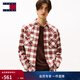 TOMMY JEANS秋冬男裝純棉微抓絨法蘭絨通勤復古漸變格紋長(cháng)袖襯衫外套 橙色格紋SZZ L