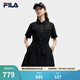 FILA 斐樂(lè )官方女子梭織連衣裙夏季新款時(shí)尚涼感防曬收腰裙子 正黑色-BK L 170/88A/L