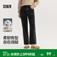 森馬（Semir）森柔牛仔|牛仔褲女港風(fēng)舒適闊腿褲顯瘦秋季女生純棉長(cháng)褲百搭 牛仔水洗黑98201 M