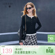 三彩2025秋季新款假兩件T恤撞色拼接長(cháng)袖上衣修身休閑M 經(jīng)典黑 S 155/80A
