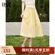 歐莎（OSA）輕薄高腰半身裙女夏季新款遮肉顯瘦垂感A字仙女裙旅游穿搭 黃色 XL