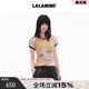 LALABOBO【商場(chǎng)同款】歐若拉甜酷短袖T恤女裝2025新款辣妹上衣LBEB-WSDT13 粉色 S