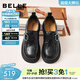 百麗（Belle）復古方扣羊皮樂(lè )福鞋女2026春新商場(chǎng)同款便士樂(lè )福鞋F1E1DAM6預售 黑色 37 (235mm)