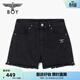 BOY LONDON時(shí)尚潮牌黑色百搭純棉毛邊熱褲夏季女款牛仔短褲W53003 黑色 26