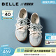 百麗（Belle）小輕甘撞色跑道阿甘鞋女26夏新款商場(chǎng)薄底運動(dòng)休閑鞋F1A2DBM6預售 藍色 37