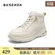 森達高幫鞋女冬新商場(chǎng)同款時(shí)尚運動(dòng)厚底休閑短靴4ET41DD5 白色 38